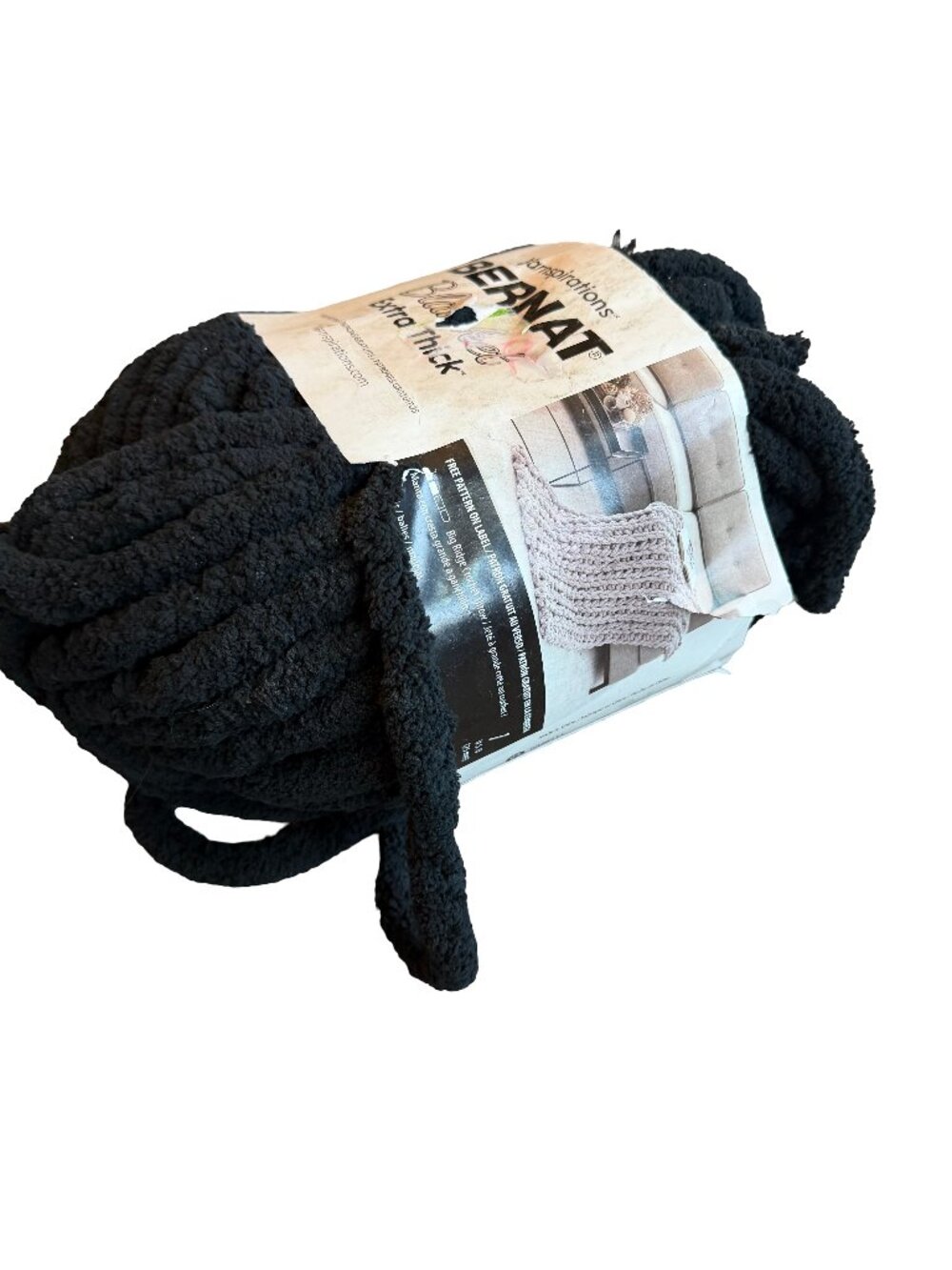 Bernat Yarnspirations Blanket Extra Thick Yarn Black 21.2 Oz 72 Yards Soft New